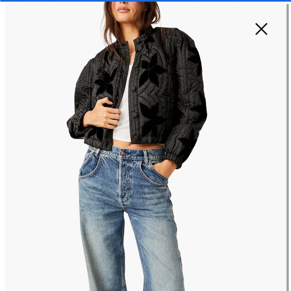 Black Quinn Free People Quilted Women's Jacket